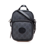 グッチ インターロッキングG ショルダーバッグ 672952 ブラック PVC レザー メンズ GUCCI 【中古】